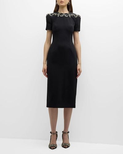 Jenny Packham Lana Embellished Sheath Dress - Black
