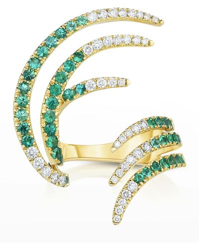 Fern Freeman Jewelry 18k Emerald And Diamond Open Wing Ring - Multicolor