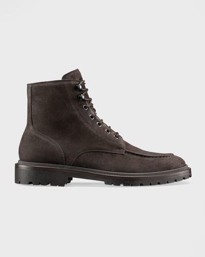 KOIO Milo Suede Lace-Up Combat Boots - Brown