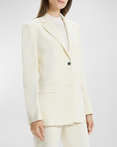 Theory Admiral Crepe Relaxed Blazer Jacket - White