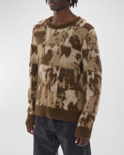 Helmut Lang Fuzzy Jacquard Sweater - Brown