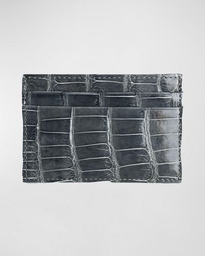Abas Alligator Leather Card Case - Gray