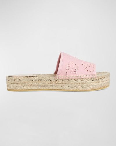Gucci Damita Gg Eyelet Espadrille Sandals - Pink