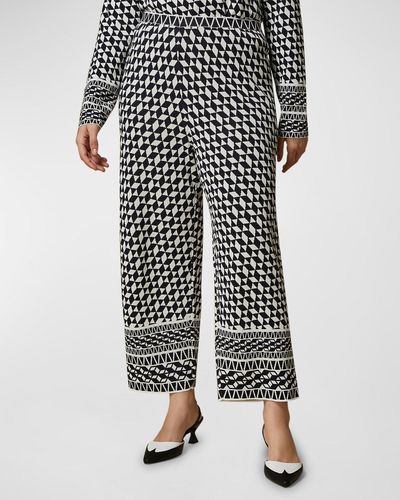 Marina Rinaldi Plus Size Falster Geometric Jacquard-Knit Pants - Black