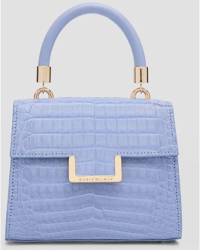 MARIA OLIVER Michelle Mini Crocodile Top-Handle Bag - Blue