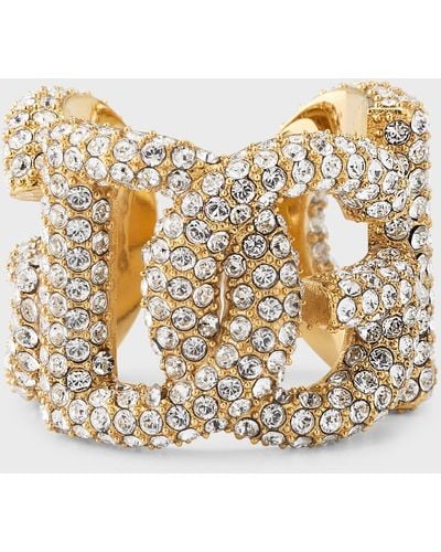 Dolce & Gabbana Crystal Logo Ring - Metallic