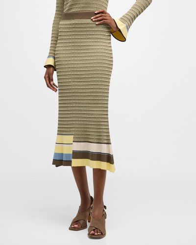 Merlette Ida Ribbed Striped Midi Skirt - Multicolor