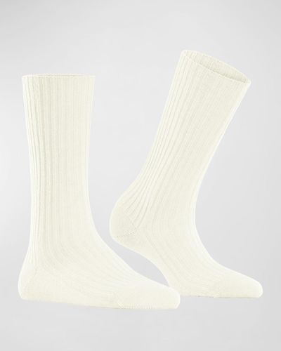 FALKE Ribbed Cashmere-Blend Boot Socks - White