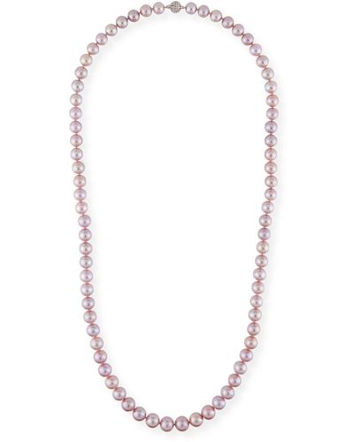 Belpearl Long Kasumiga Pearls Necklace W/ 18k White Gold, Pink
