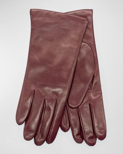 Portolano Cashmere-Lined Napa Leather Gloves - Purple