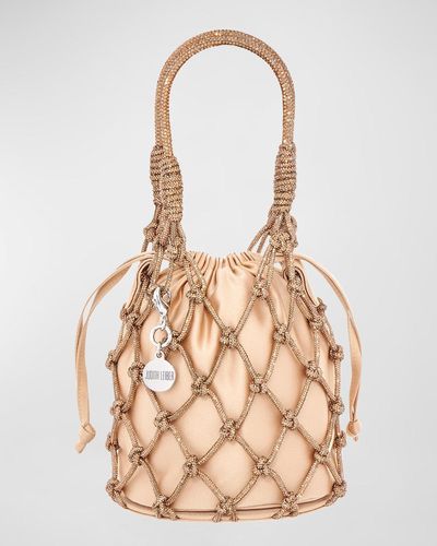 Judith Leiber Sparkle Crystal Net Top-Handle Bag - Natural