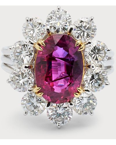 Alexander Laut 18k Gold Diamond And Ruby Ring, Size 5.75 - Gray