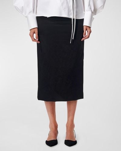Carolina Herrera Satin Midi Pencil Skirt - Black
