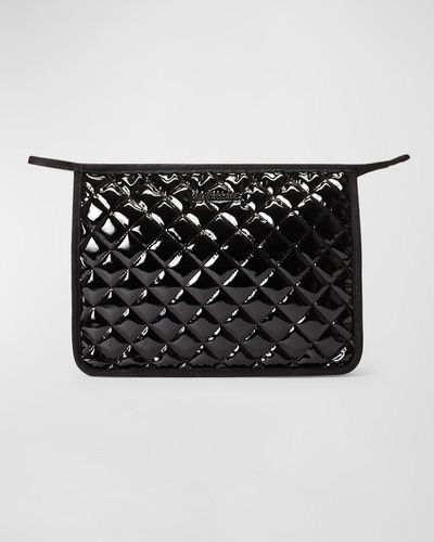 MZ Wallace Metro Quilted Patent Clutch Bag - Black