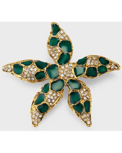 Oscar de la Renta Vintage Starfish Brooch - Green