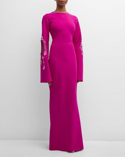 La Petite Robe Di Chiara Boni Cutout Floral Sequin Column Gown - Pink