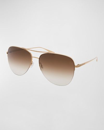 Barton Perreira Chevalier Titanium Aviator Sunglasses - White