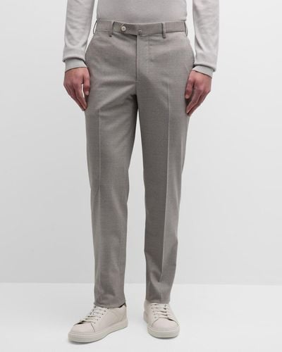 Isaia Cropped Linen-Blend Pants - Gray