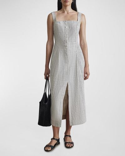 Apiece Apart Berel Sleeveless Striped Square-Neck Midi Dress - Gray