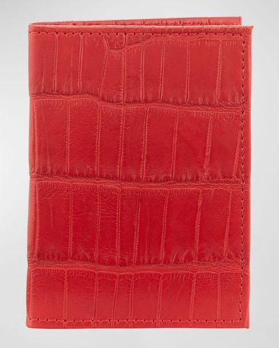 Neiman Marcus Alligator Flip Card Case - Red