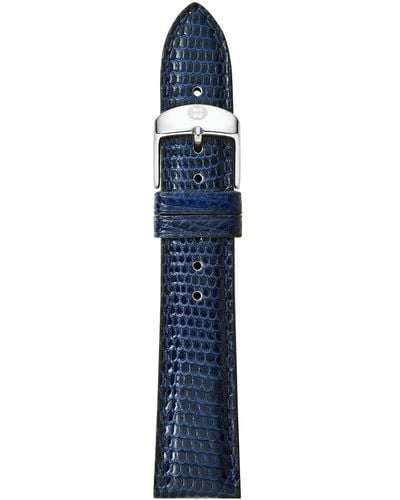 Michele 16Mm Lizard Skin Watch Strap - Blue