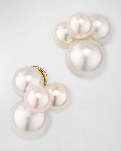 Assael Bubbles South Sea & Akoya Pearl Small Cluster Earrings - White