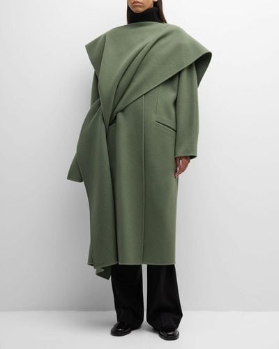 The Row Priske Collarless Cashmere Coat - Green
