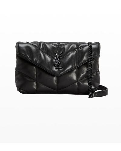 Saint Laurent Loulou Toy Ysl Puffer Leather Crossbody Bag - Black