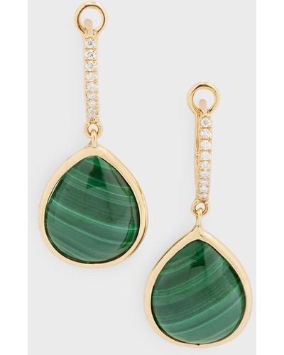 Frederic Sage 18k Yellow Gold Small Pear-shape Luna Malachite Earrings With Diamonds - Green