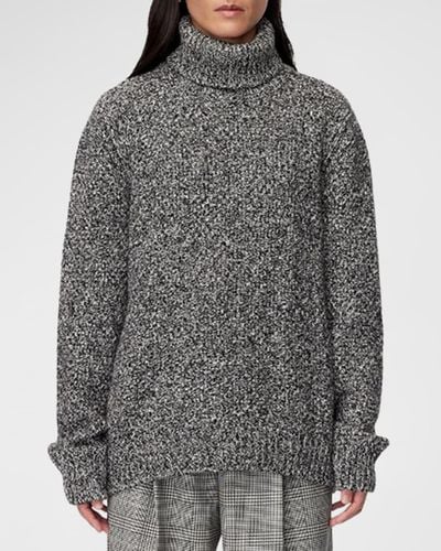 Another Tomorrow Recycled Cashmere Turtleneck Sweater - Gray