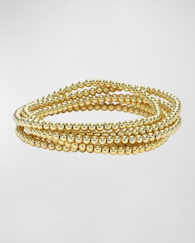 Zoe Lev Jewelry 3mm Gold-fill Bead Bracelet Stack, Set Of 3 - Metallic