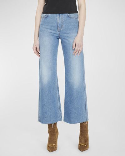 Veronica Beard Taylor Cropped High Rise Wide-Leg Jeans - Blue