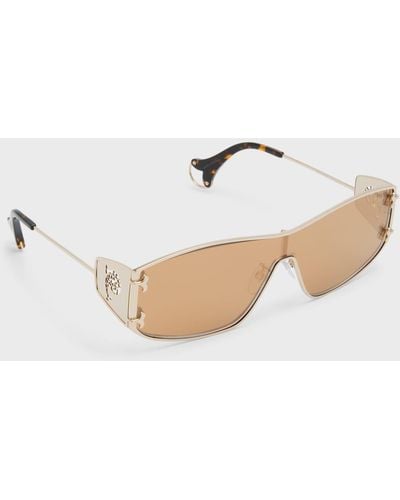 Emilio Pucci Metal & Acetate Shield Sunglasses - Natural