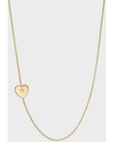 Zoe Lev 14K Diamond Heart Asymmetric Necklace - White