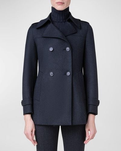 Akris Double Face Stretch Wool Jacket - Blue