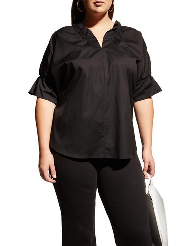 Finley Plus Size Crosby Solid Ruffle Shirt - Black