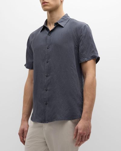 Onia Jack Air Linen Short-Sleeve Shirt - Blue