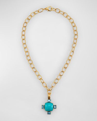 Dina Mackney Amazonite And Topaz Pendant Chain Necklace - White