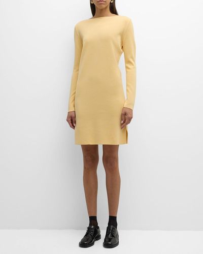 Fabiana Filippi High-Neck Merino Stitch Long-Sleeve Mini Dress - Yellow