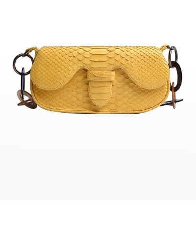Adriana Castro Alicia Mini Python Shoulder Bag - Yellow