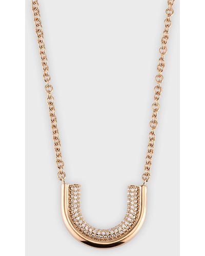 WALTERS FAITH Thoby 18k Rose Gold And Diamond Large Tubular Necklace - White