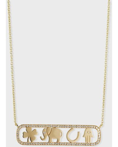 Sydney Evan 14K Diamond Icon Bar Necklace - White