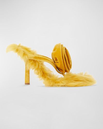 Burberry Shearling Sandals 100 - Yellow
