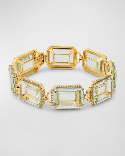 Goshwara 18K Gossip Presiolite Emerald Cut Bracelet With Diamonds - Metallic