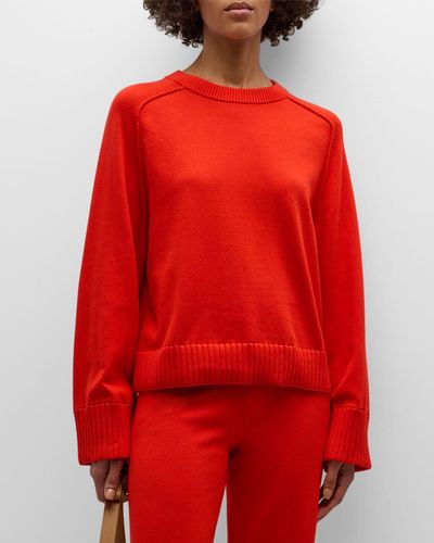 Jonathan Simkhai Cashmere Cotton Raglan Crewneck Sweater - Red