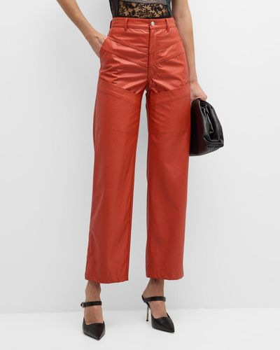Koche Wide-Leg Paneled Faux-Leather Pants - Red