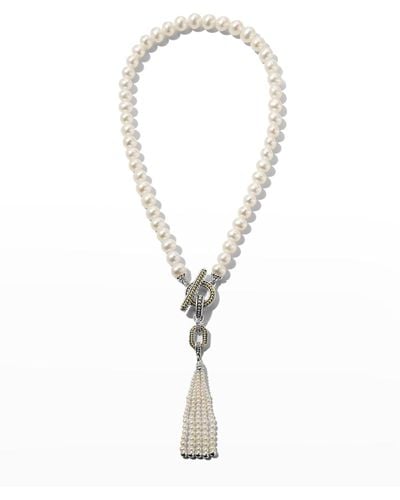 Lagos Luna Pearl Tassel Pendant Necklace - White