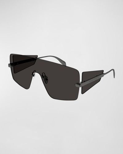 Alexander McQueen Oversized Metal Shield Sunglasses - Black