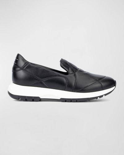 Aquatalia Katya Quilted Leather Slip-On Sneakers - Black