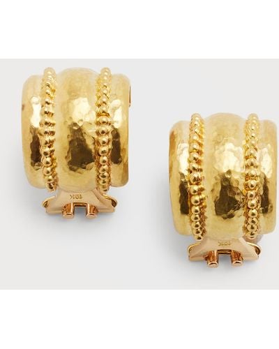 Elizabeth Locke Amalfi Granulated 19k Gold Huggie Earrings - Metallic
